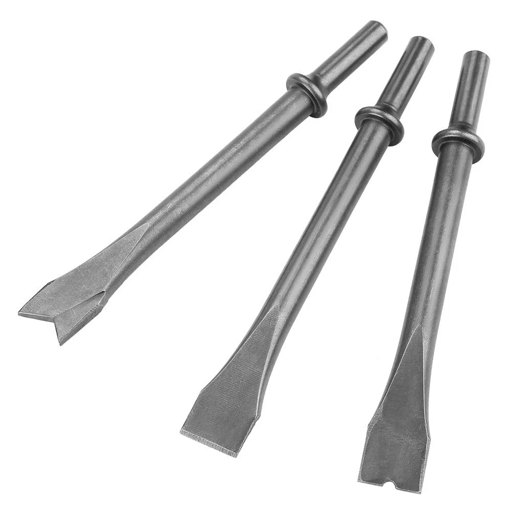 3Pcs Jeu de Burins Pneumatiques à Marteaux Pneumatiques Jeu de Forets Pneumatiques à Marteaux Très Longs
