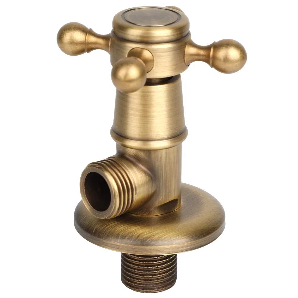 Valve d'angle en cuivre complet universelle froid et chaud antirouille antiseptique design rétro pour robinets multiples salle de bains cuisine avec contrôle d'eau précis et durable