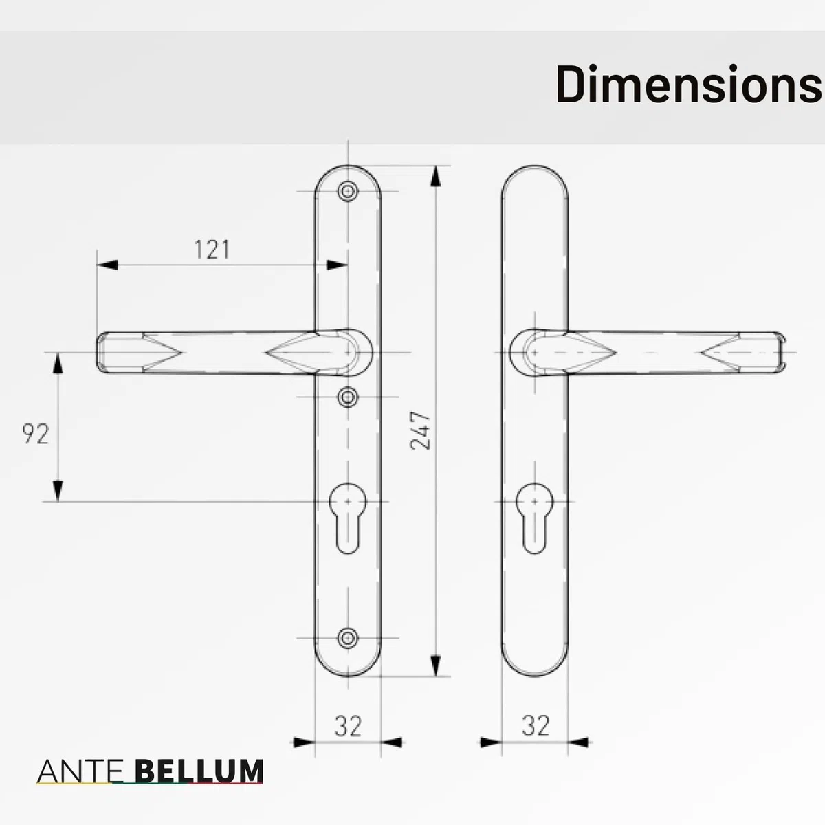 Ante bellum Set de Poignées de Porte Extérieur - Poignée en Aluminium pour Portes d'Entrée Principales et Secondaires, incl. Carré et Vis de Fixation, Optique Moderne, Montage Facile(Blanc Trafic)