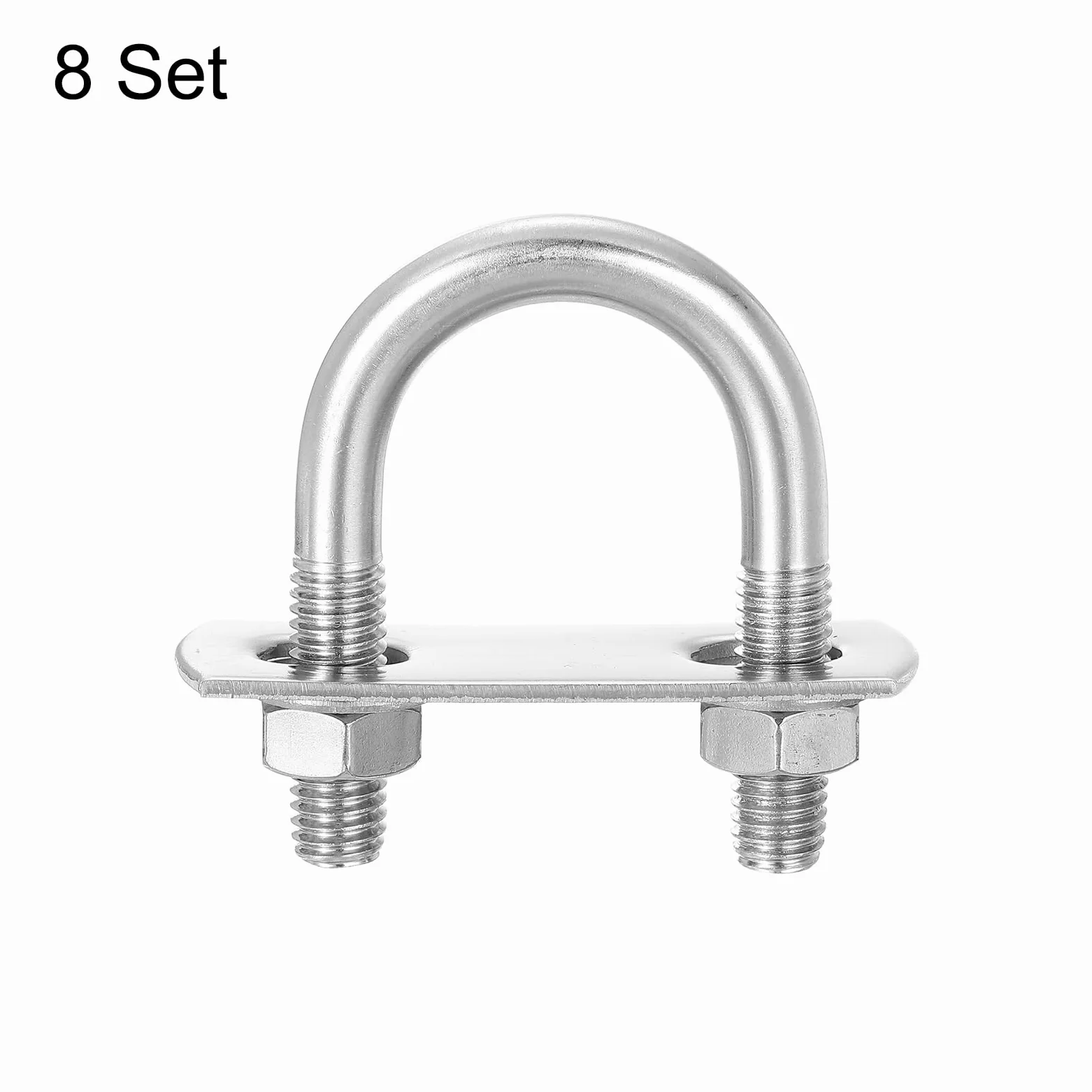QUARKZMAN Boulons en U Ronds, 8 Ensembles 27mm(1.06") Largeur Intérieure 54mm Longueur M8 Boulon de Serrage en U en Acier Inoxydable 304 avec Écrous et Plaques, pour Remorque de Bateau