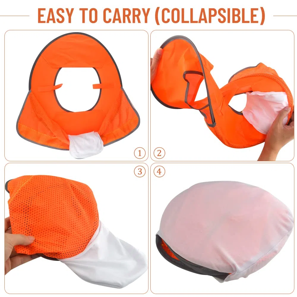 WMYCONGCONG Casque de protection solaire à bord complet en maille avec bande réfléchissante pour chantier de construction en plein air, accessoires de casque de sécurité, haute visibilité
