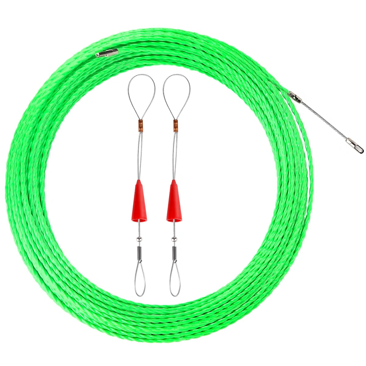 50M Aiguille Electricien, Tire Fils Electrique Aiguille Tire Fil avec 2 Ressorts de Guidage, Tire Cable Electrique Diamètre 4 mm pour Pose Conduit de Sol