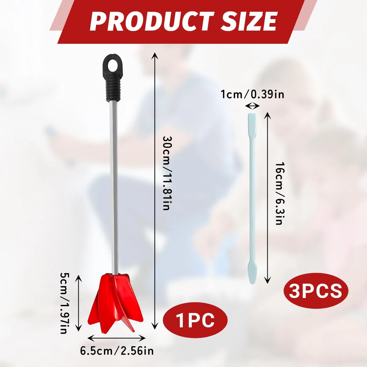 IGXX Mélangeur de peinture pour perceuse, 36 cm avec 3 bâtons en silicone - Pour résine, peinture, vernis et colle
