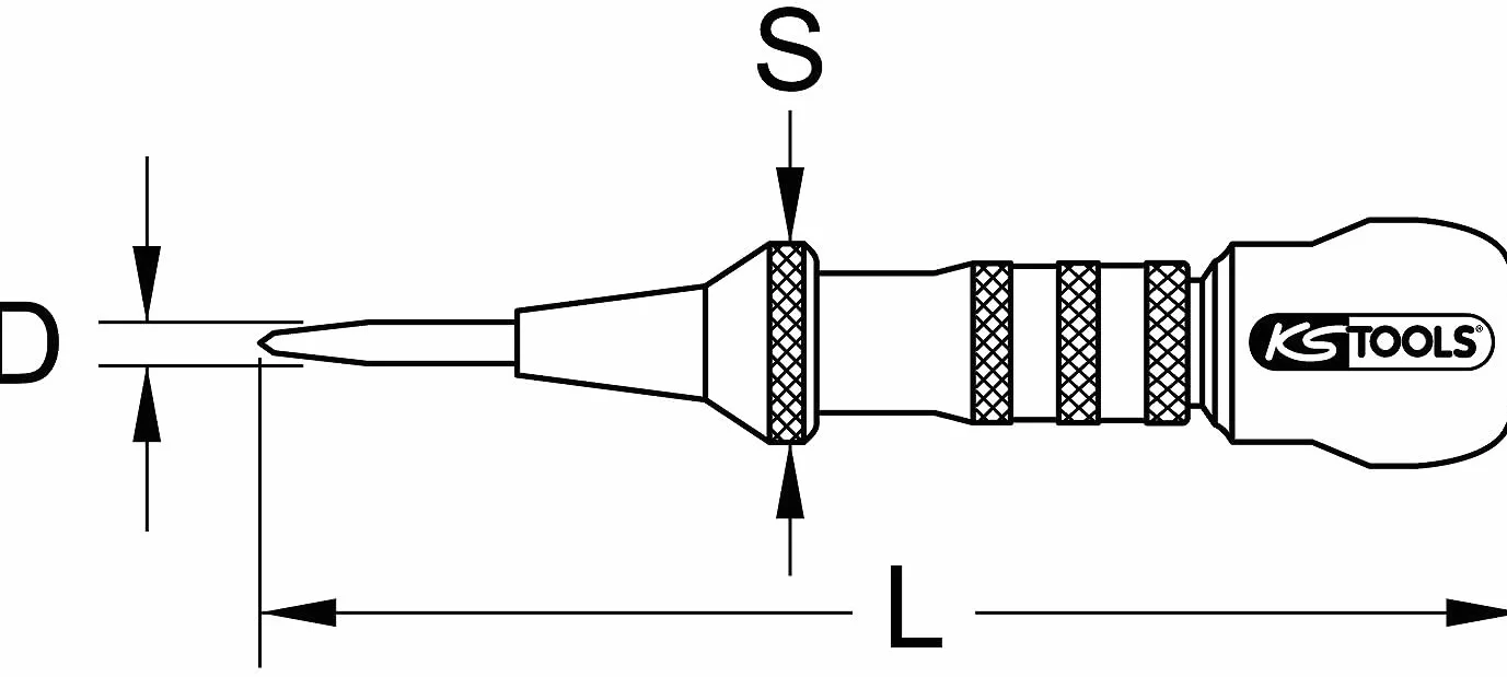 KS TOOLS 156.0466 Pointeau automatique avec capuchon ergonomique Couleur