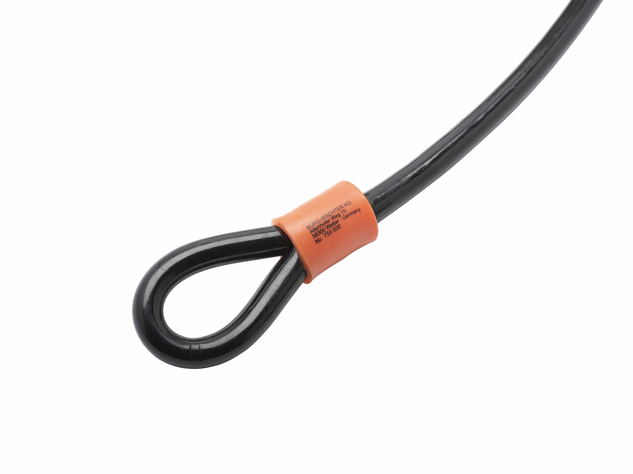 Câble de sécurité Burg-Wächter avec œillets, câble en acier revêtu (sans verrou), sécurité pour meubles de jardin, vélo, moto, 750 500, noir, 5 m