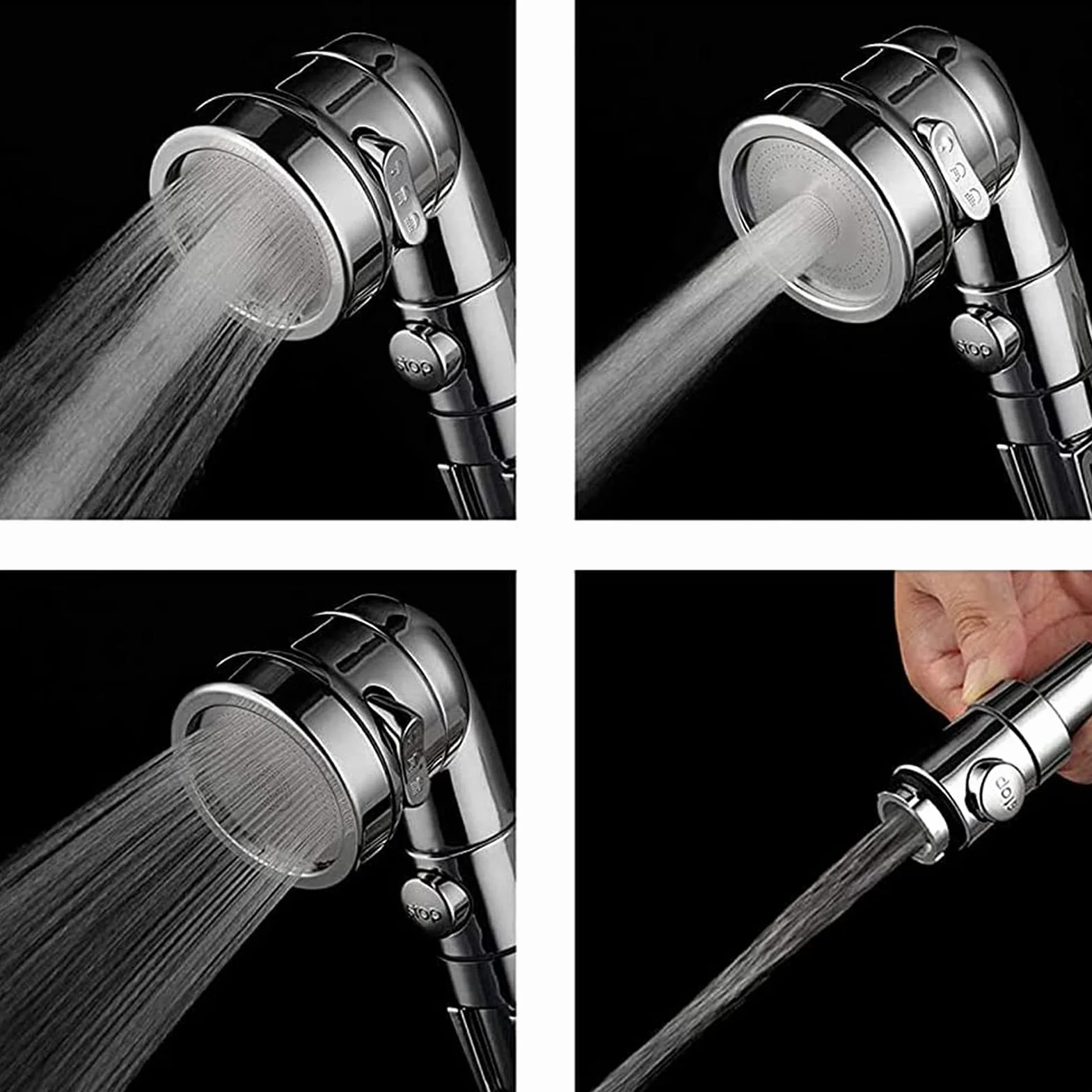 3 Modes Douchette Lavabo Salle de Bain avec Tuyau Télescopique de 2m et Support, Ensemble Pommeau Douche pour Lavabo avec 3 Voies Valve Inverseur de M22-24 G1/2(Gris Tuyau)