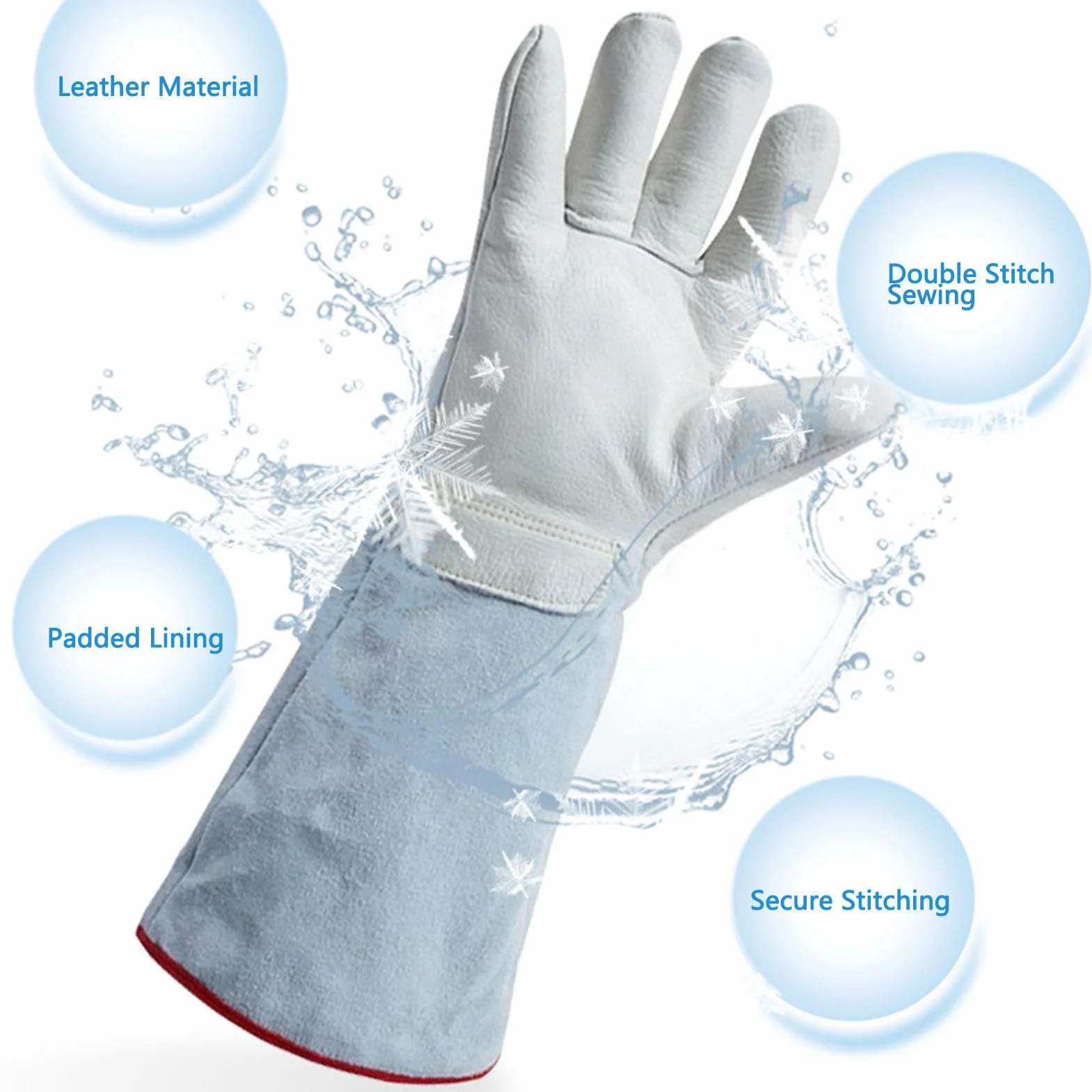 Tnfeeon 1 Paire de Cryogéniques en Cuir épais de 12,2" à Mi-bras, de Protection Antigel, Protection contre le Froid Extrême pour L'azote Liquide, la Glace Sèche, le Stockage au Froid
