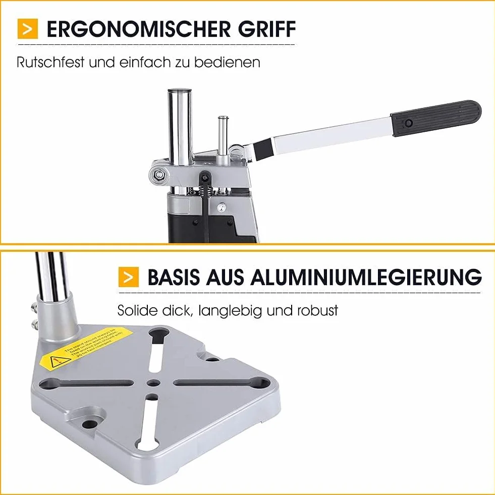 Colonne de Support de Perceuse Réglable avec Mâchoires Plates - Diamètre de Serrage 43 mm pour un Perçage Précis
