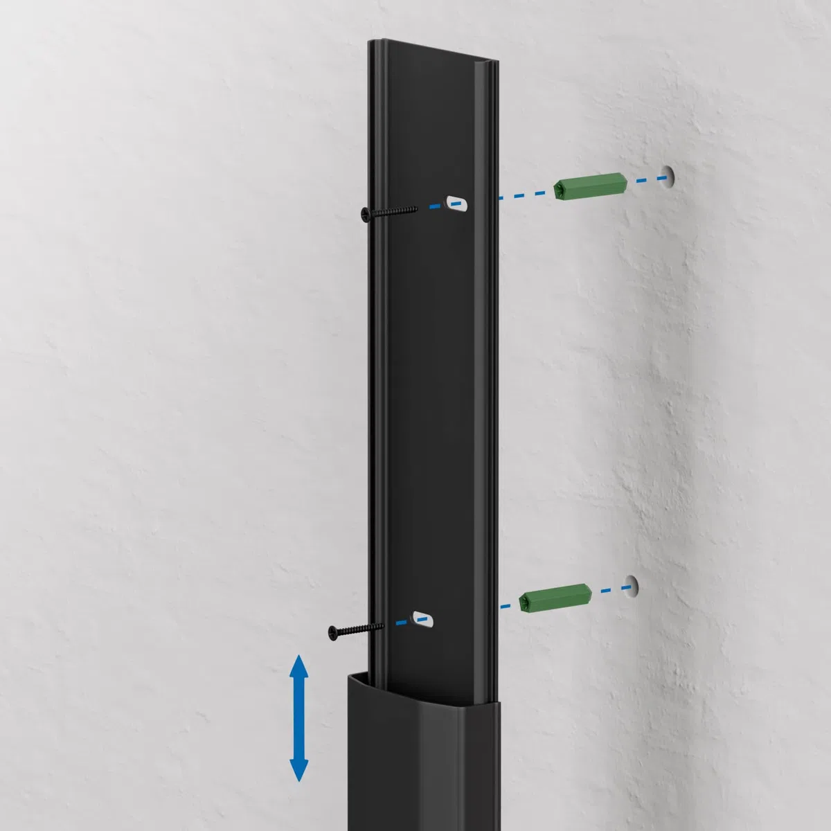 deleyCON Conduit de Câble Goulotte de Distribution Universal Câblage Facile de Câbles et Fils PVC de Grande Qualité Longueur 100cm Largeur 6cm Hauteur 2cm - Noir