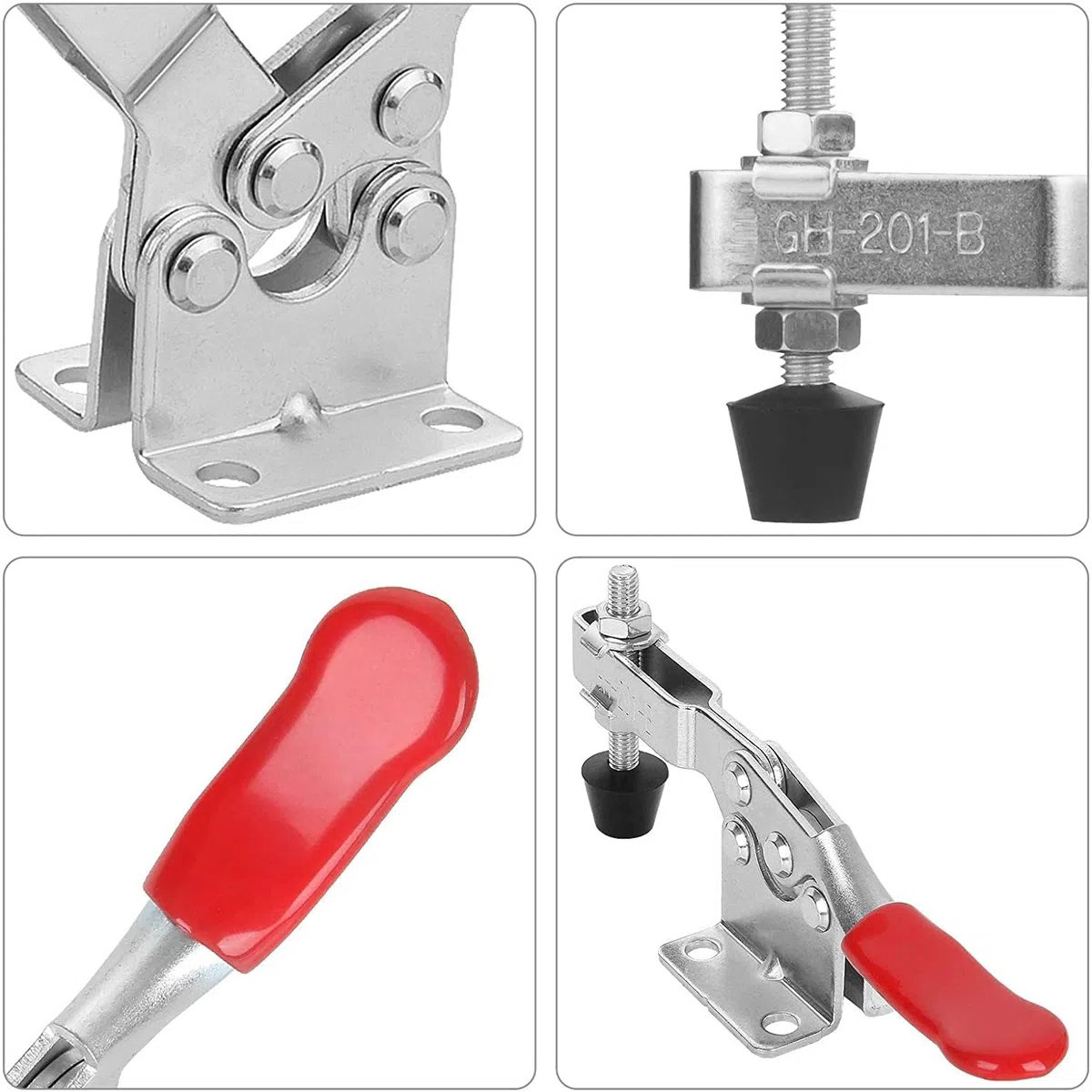 Pince à Genouillère, GH-201-B dispositif de serrage à genouillère sont en acier carbone galvanisé à, capacité de maintien environ 90 kg, antidérapant, desserrage rapide, robuste