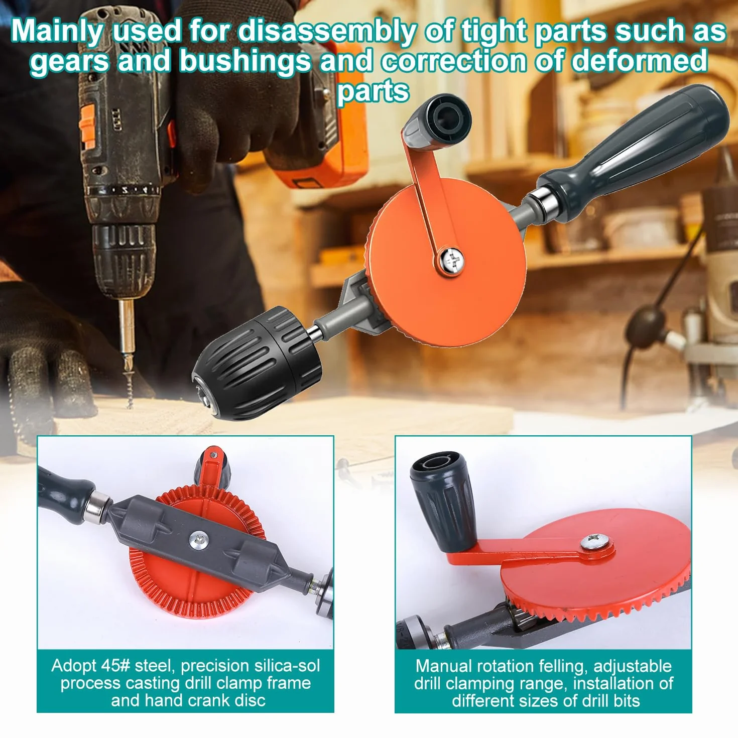 Mini Perceuse a Main Ensemble, 3/8 (1.5-10 mm) Pouce Mini Perceuse sans fil, avec 13 Piqûres de Forage, Perceuse a Main pour le Punch en Bois et en Plastique (1)