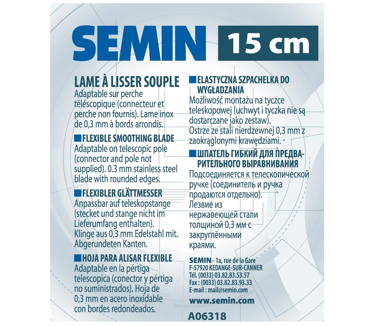 Semin - Lame CE 78 pour Enduire et Lisser - 15 cm