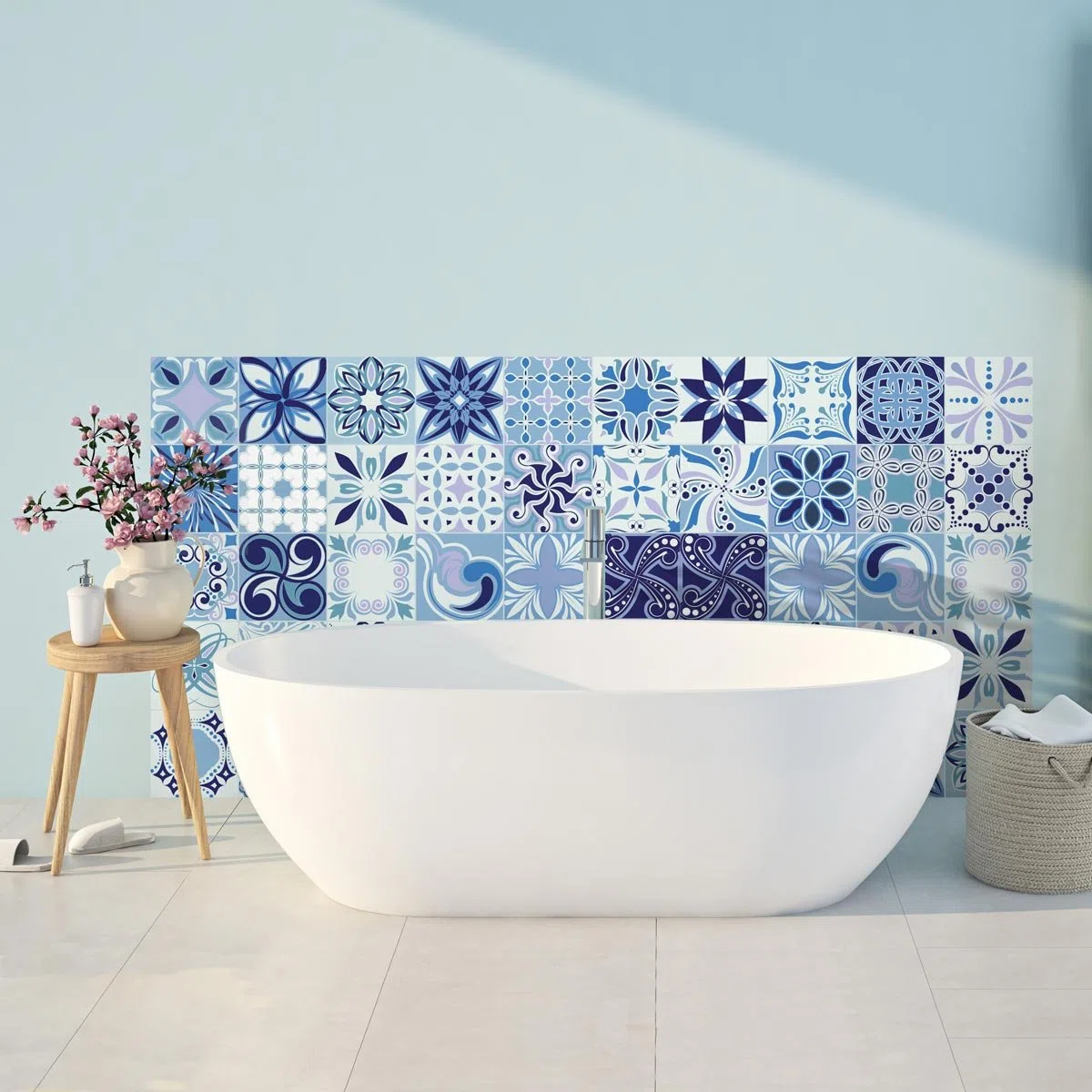 Adesivo per piastrelle da 30 pezzi per bagno e cucina | Piastrelle in Ceramica Autoadesive Effetto Mosaico | Adesivi murali in porcellana 15 x 15 cm - Madère