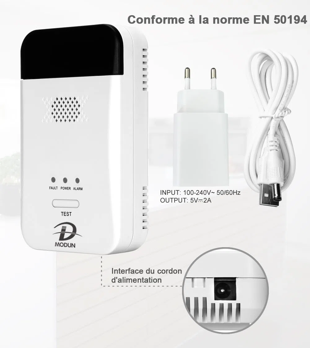 D MODUN Détecteur de gaz, Gaz naturel | GPL | Détecteur de fuite de gaz de charbon, moniteur de gaz à enfichable avec alarme sonore et affichage LED, alarme de gaz combustible méthane, propane, butane