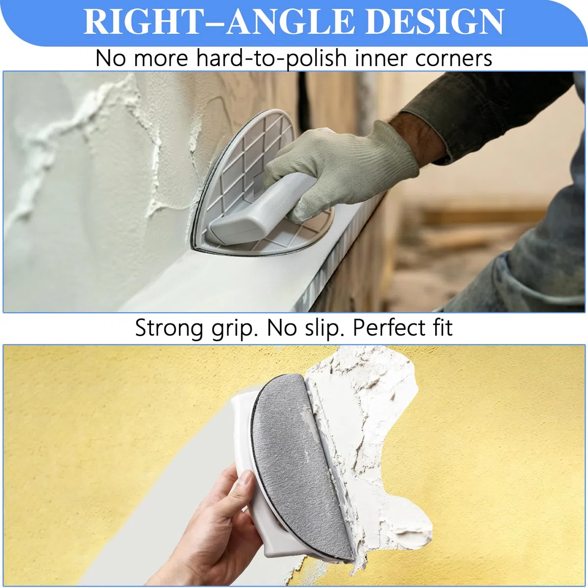 Ponceuse Manuelle Semi-Circulaire Multifonctionnelle, Cale a Poncer Angle avec 10 Papier a Poncer, Outil Poncage Bois Idéal pour Murs, Coins Étroits et Courbes, Ponceuse Placo Professionnelle
