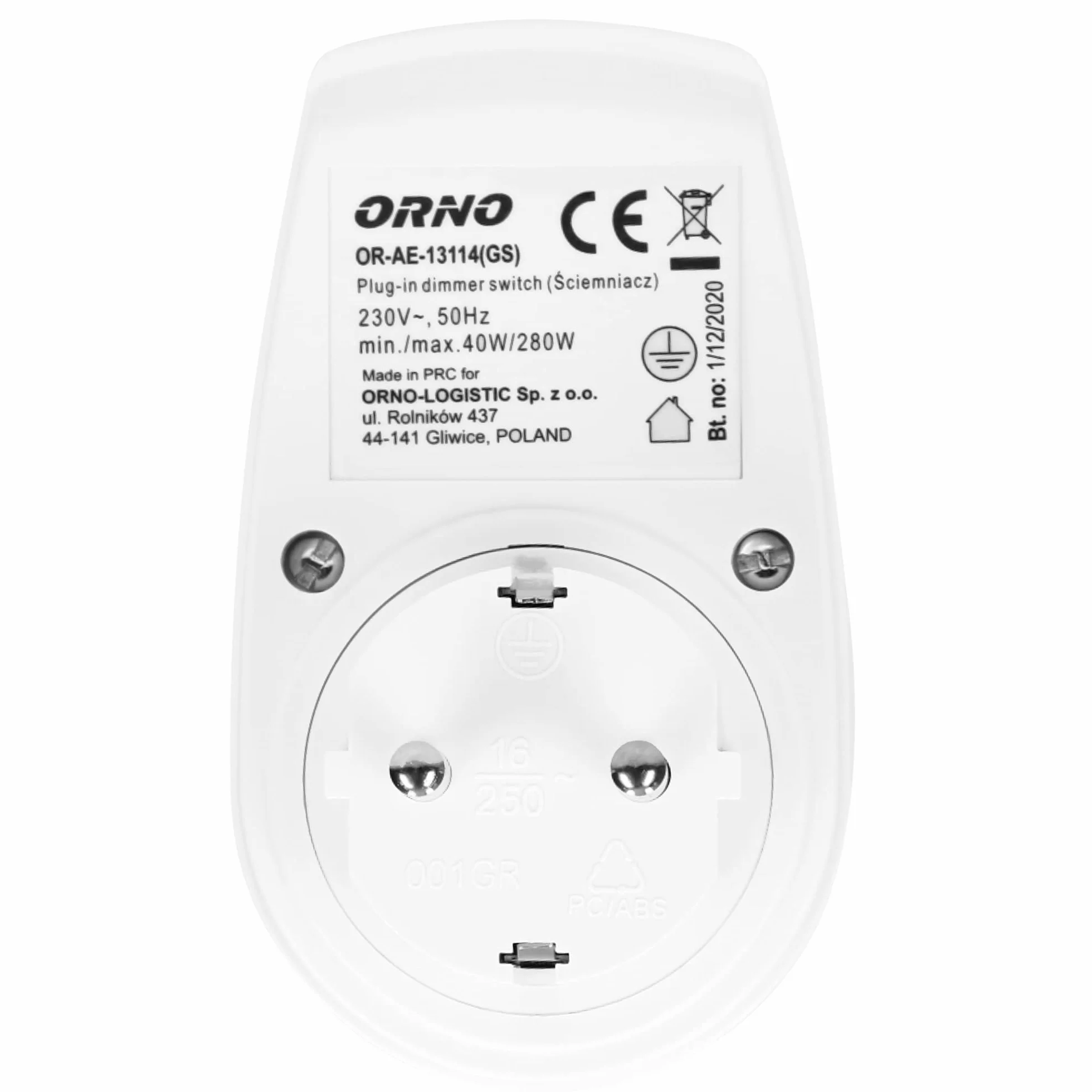 Orno AE-13114(GS) Variateur Avec Prise Supplémentaire (Schuko) - Pour Marché Allemand max 280W