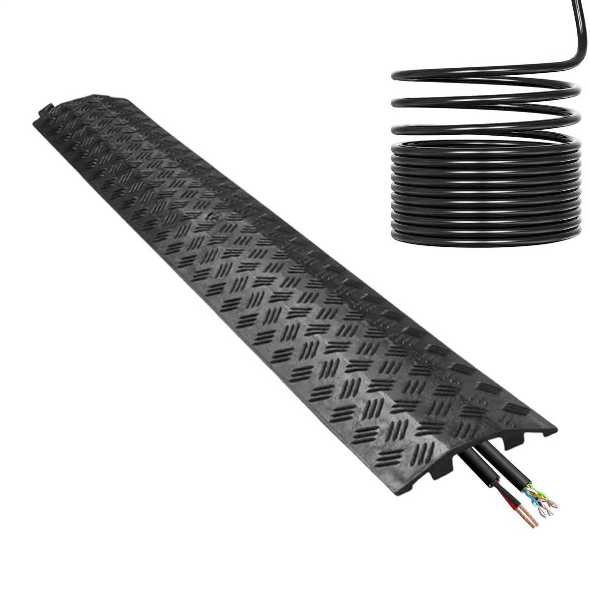 Protecteur De Tuyau pour Voie- 2 Pieces 100 Cm Couvercle De Rallonge des Lignes Électriques - Dos-D'Âne De Circulation Passage Protégé - pour, Trottoir, Garage, Jardin, Bureau, Hôtel