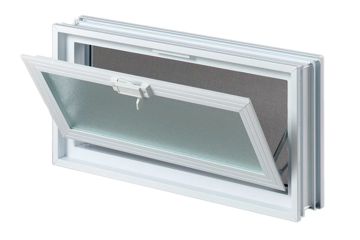 Fenêtre d’aération à insérer dans un mur en briques de verre ou en maçonnerie | Dimensions 48,4X24X8 cm | Unité de vente 1 fenêtre