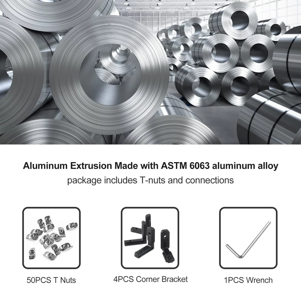 CNCMANS Lot de 4 profilés en aluminium 600 mm 2020 - Type T - Noir - Norme européenne - Profilé linéaire anodisé en aluminium avec écrou en T et connecteur coudé en L pour machines CNC