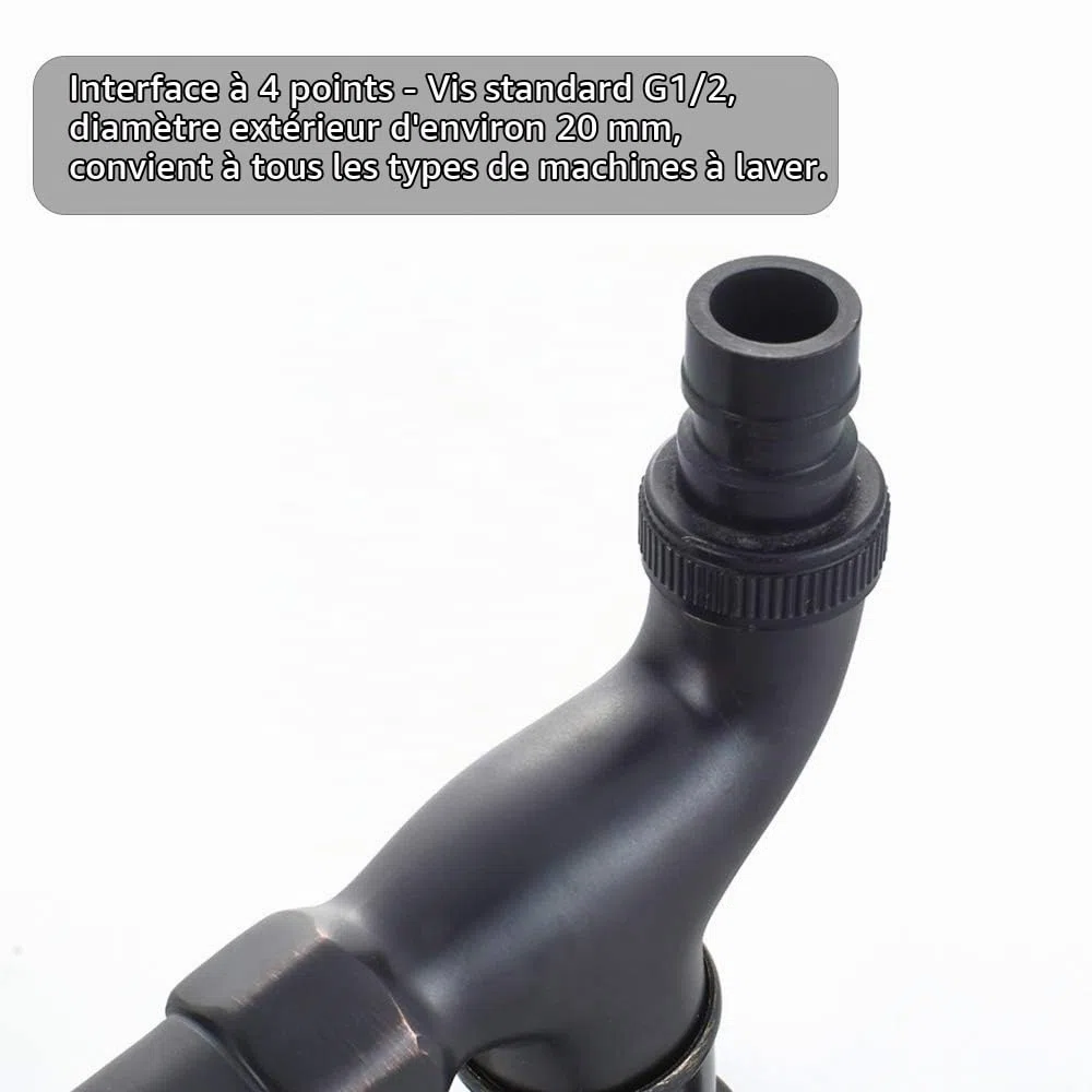 Robinet de Machine à Laver en Laiton avec Bec d'évier G1/2 - Robinet de Vadrouille à Poignée Croisée Antique pour Lavabo Jardin (Noir)