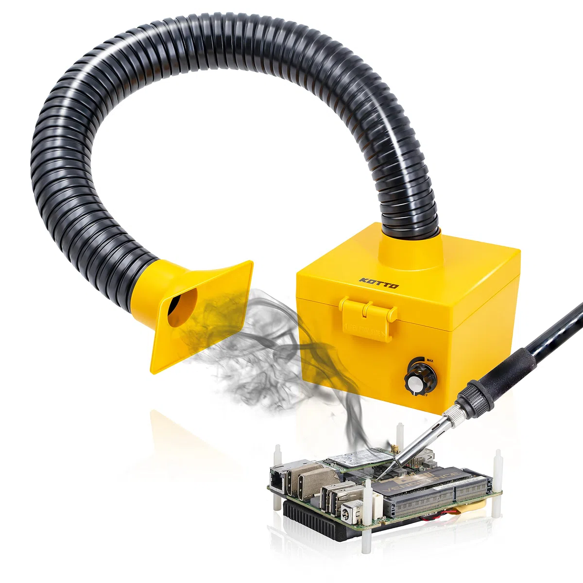 KOTTO Amortisseur de fumée de soudure, extracteur électrique de vapeur de soudure de fer Filtre d'extracteur de fumée de bricolage dissolvant d'amortisseur de fumée avec l'aspiration forte