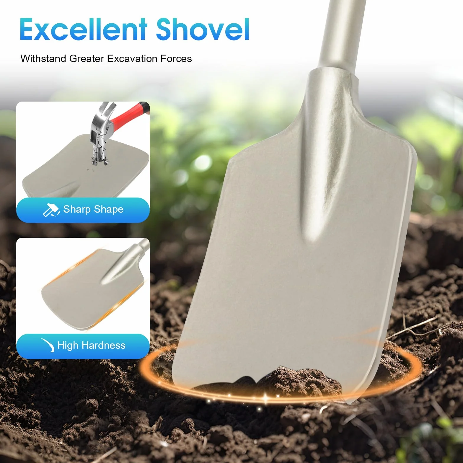 Burin Marteau Piqueur avec Boîte de Rangement Burin Plat Charbon Marteau Piqueur Ciseaux à Béton Marteau Piqueur pour Construction, L'aménagement Paysager, Creuser, Faire Tranchées