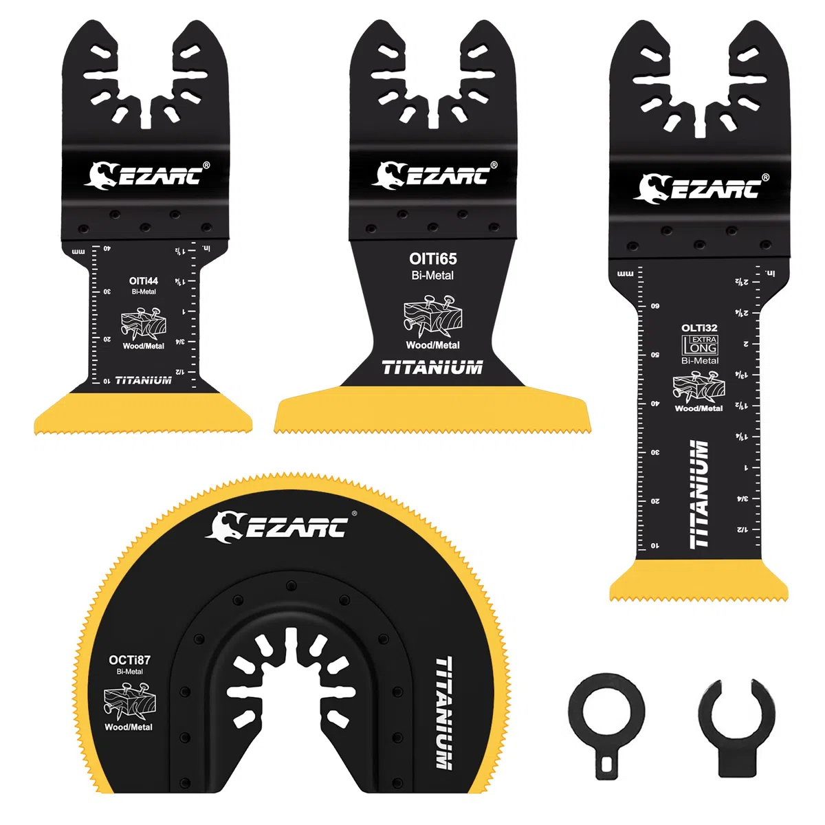 EZARC Kit de lames de scie oscillantes en titane 4 pièces, lames multi-outils de coupe plongeante pour clous à bois métalliques, vis, coupe affleurante, multi-outils universelles à dégagement rapide
