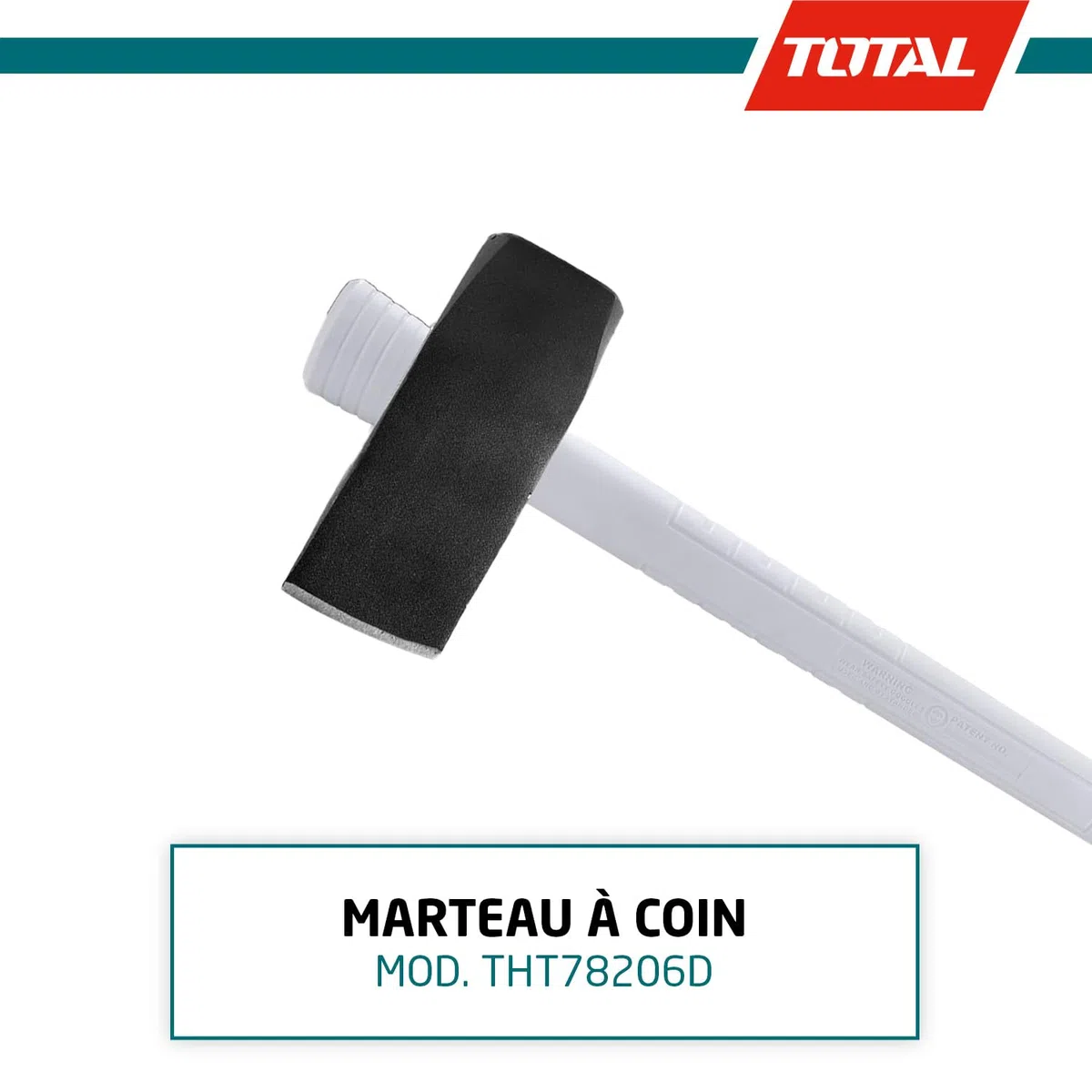 TOTAL - Masse compensée | 3 kg et 900 mm de longueur | Idéal pour le bois de chauffage | Coupe le bois épais et dur | Poignée en fibre de verre | Tête en acier au carbone forgé à chaud