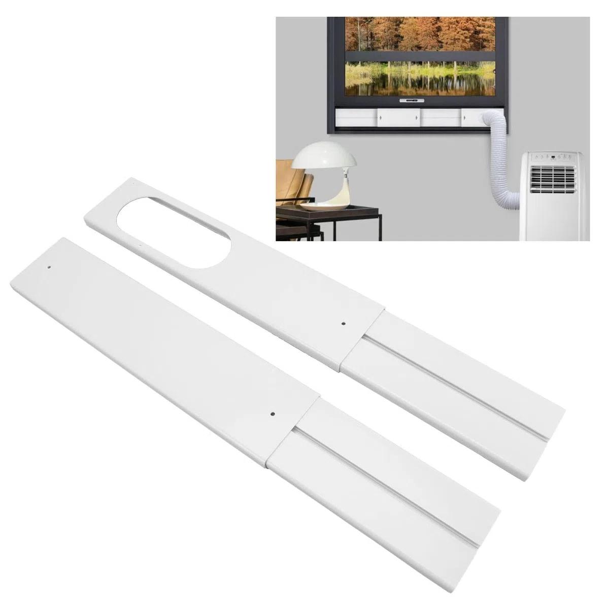 Kit d'évent de fenêtre de climatisation portable Plaque d'étanchéité de fenêtre régulable 16,9 à 55 pouces Convient à la maison et au bureau Plaque d'étanchéité de climatisation, 4 pièces