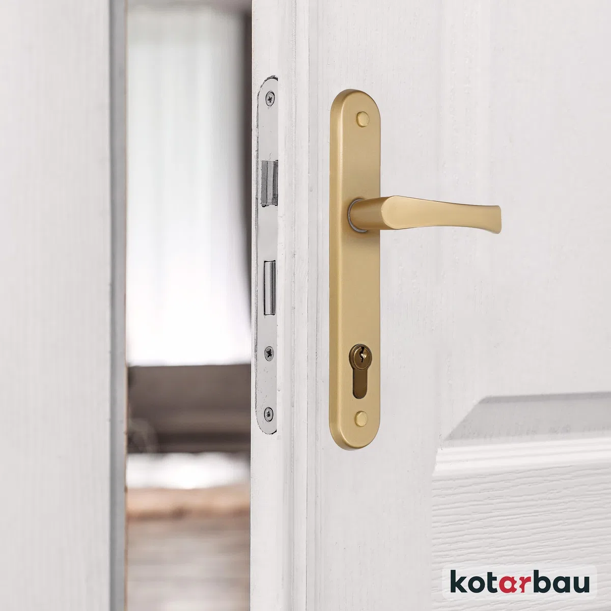 KOTARBAU poignée de Porte 90 mm Gauche Droite pour Cylindre profilé doré Ensemble de Porte ferrure de Porte poignée de Porte poignée de Porte Ensemble de poignées poignée de Porte en Aluminium