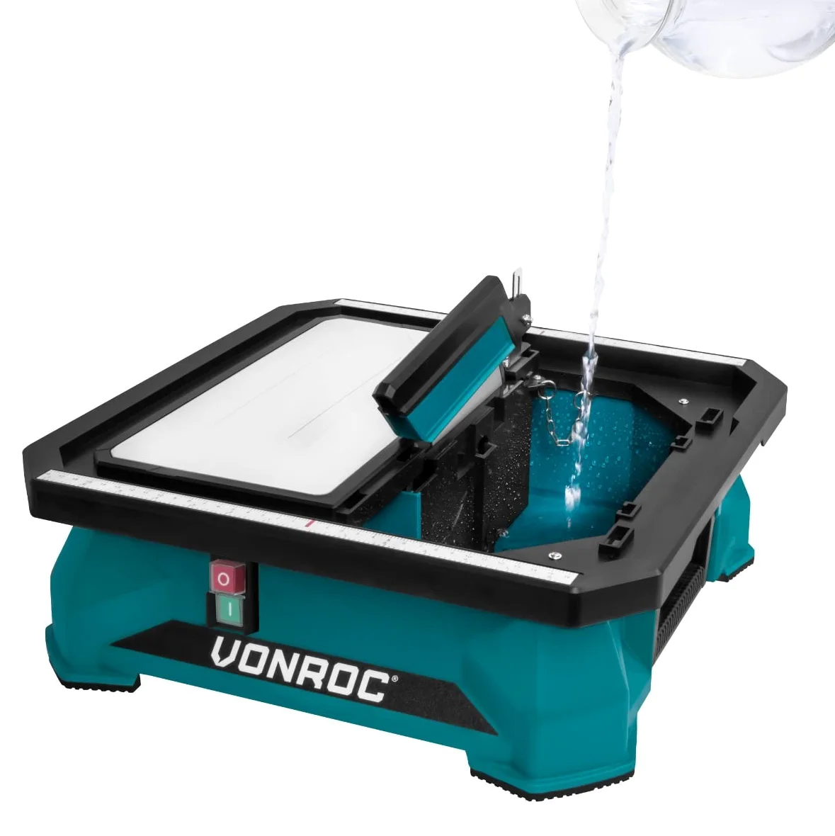 VONROC - Coupe-Carreaux Électrique Filaire 650W - Lame Ø180mm - Réservoir d'Eau Intégré - Plan de Travail 43 x 43 cm