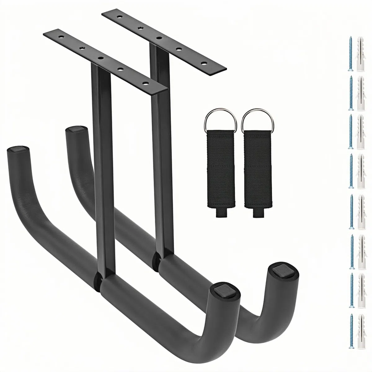 Crochets de rangement de garage aérien, double support de plafond robuste pour bois d'œuvre, échelles, vélos, pneus et autres articles volumineux (2, 42 cm)