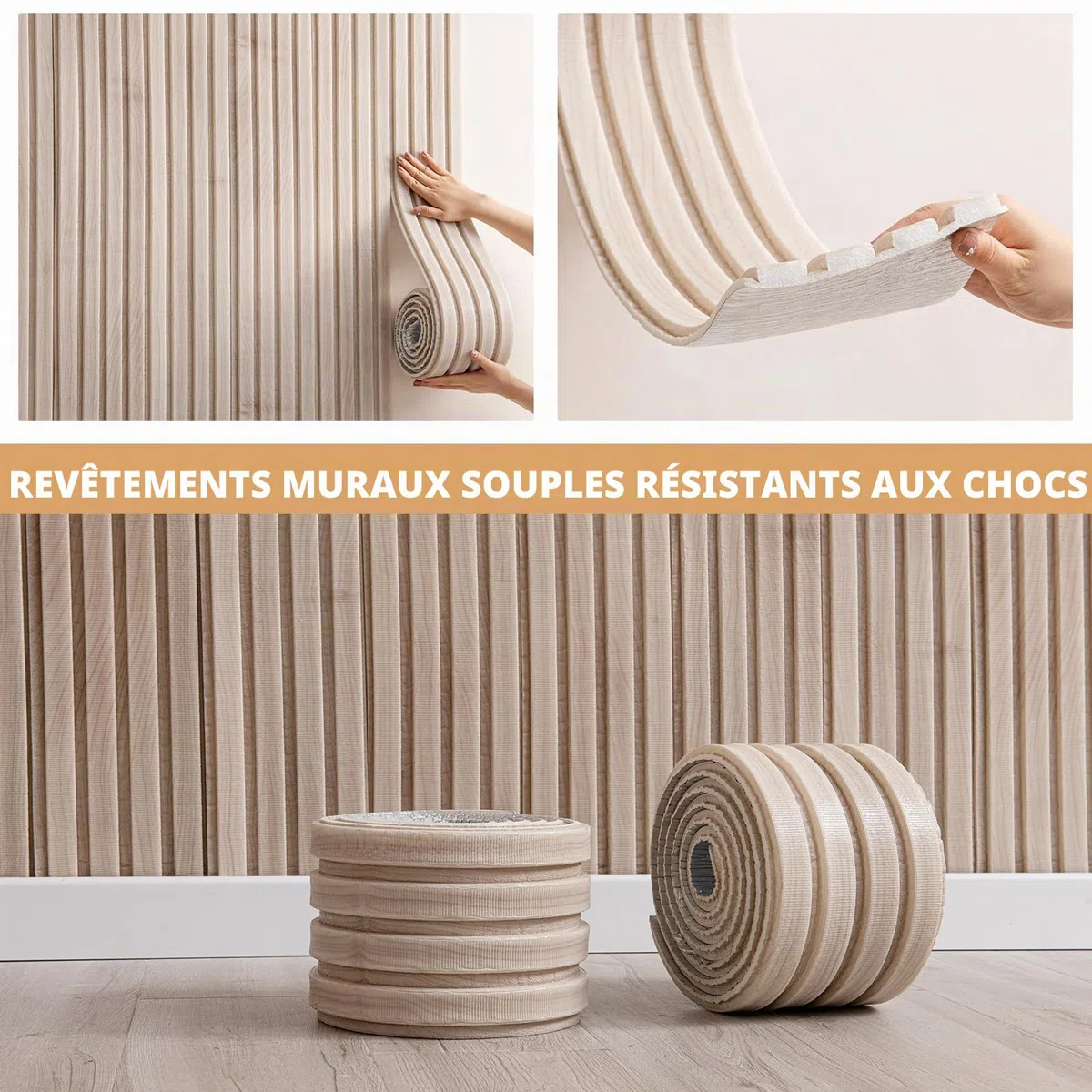 Panneaux muraux rembourrés pour chambre d'enfant, 2,8 m auto-adhésifs anti-collision, protection murale 3D pour chambre à coucher, revêtement mural de 1,1 cm d'épaisseur pour lit pour chambre à