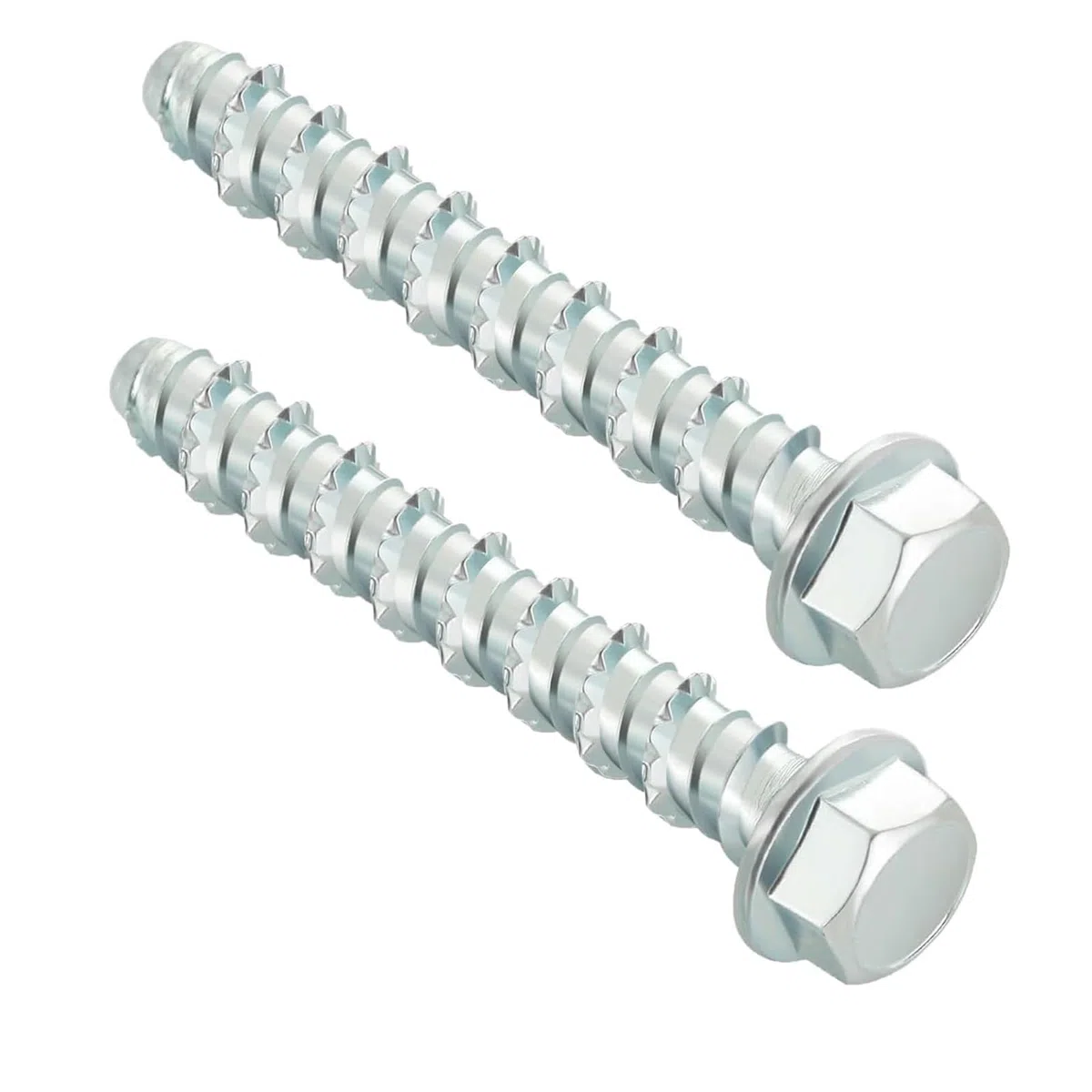Lot de 20 vis à béton M8 x 60 - Sans chevilles - Vis à béton à tête hexagonale galvanisée avec disque - Pour maçonnerie, béton, architecture, industrie