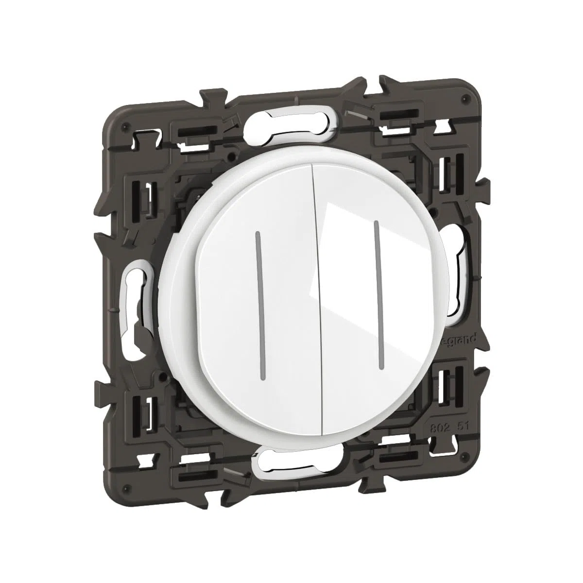 LEGRAND - Interrupteur/Va-et-vient double Céliane témoin 10A - Design moderne - A équiper d'une plaque - blanc