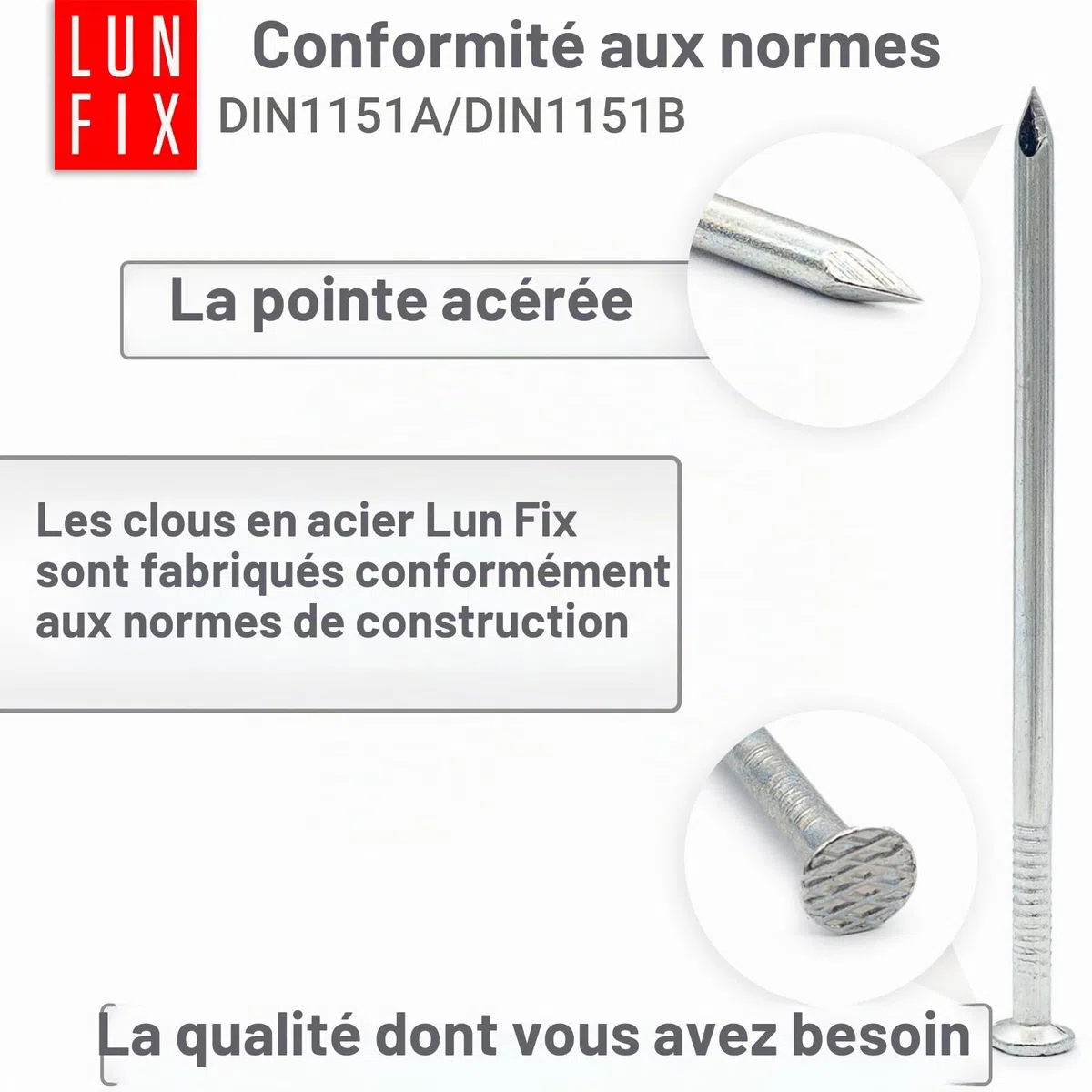 Clous en acier galvanisé à tête fraisée 3,0 x 70 mm, 5 kg, environ 1325 pièces | 70 mm de long, jeu de clous en acier pour travaux du bois, réparation et bricolage, applications polyvalentes en acier