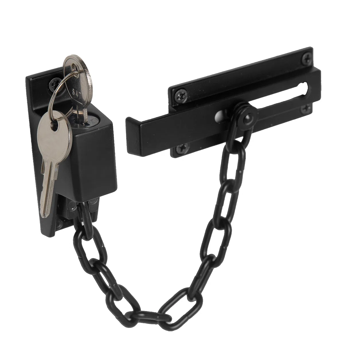 Chaîne de verrouillage de porte XFORT en laiton poli, chaîne de sécurité pour porte avant avec mécanisme de déverrouillage par clé externe.