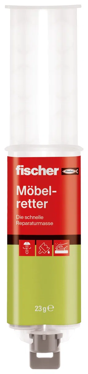 fischer Mastic de réparation pour charnières et chevilles déchirées, convient pour le bois et les matériaux de construction en dalles, 23 g (25 ml)