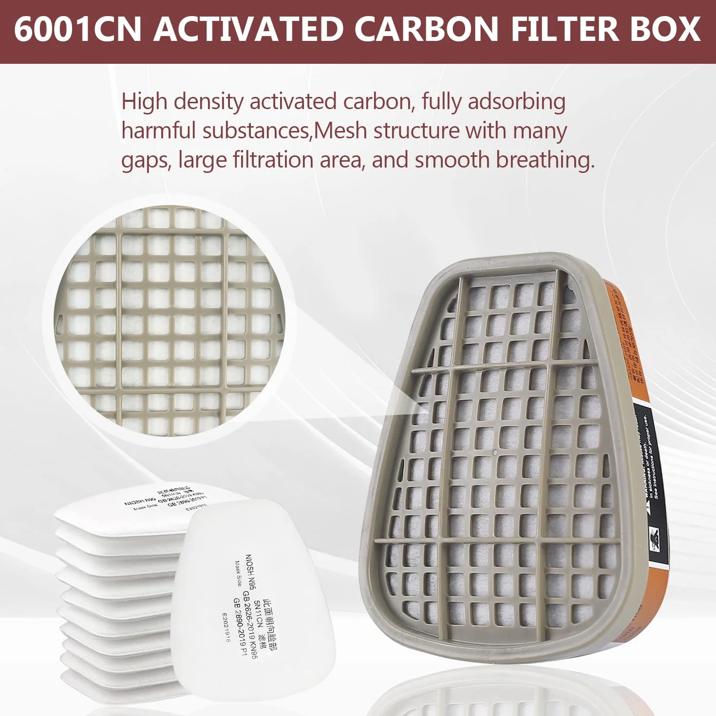 6001 Kit D'Accessoires Filtrant, Filtre pour Respiratoire avec 80 Cotons Filtrants 4 Cartouches Filtrants 4 Couvercles, Compatible 6000/7501/6200/7502/6800, pour Une Protection Faciale Optimale
