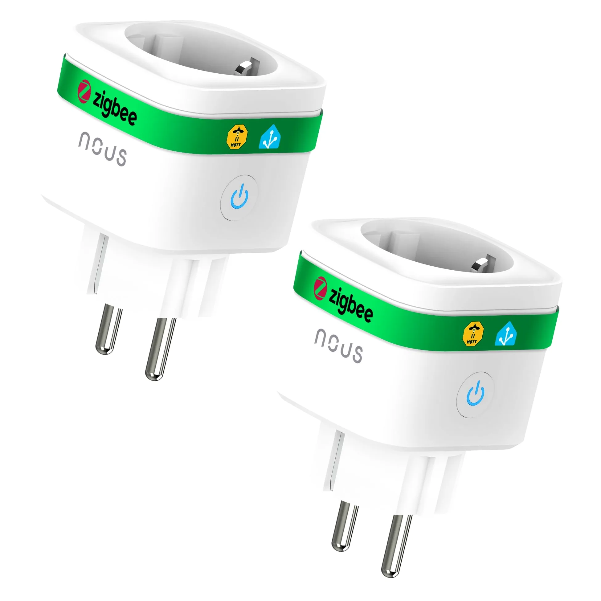 NOUS A7Z Prise Connectée ZigBee avec Suivi Énergie, 16A, Contrôle Vocal & via App, Programmation & Minuterie, Compatible Alexa, Google Home, Home Assistant, Tuya, Hub ZigBee Requis, 2 Pack