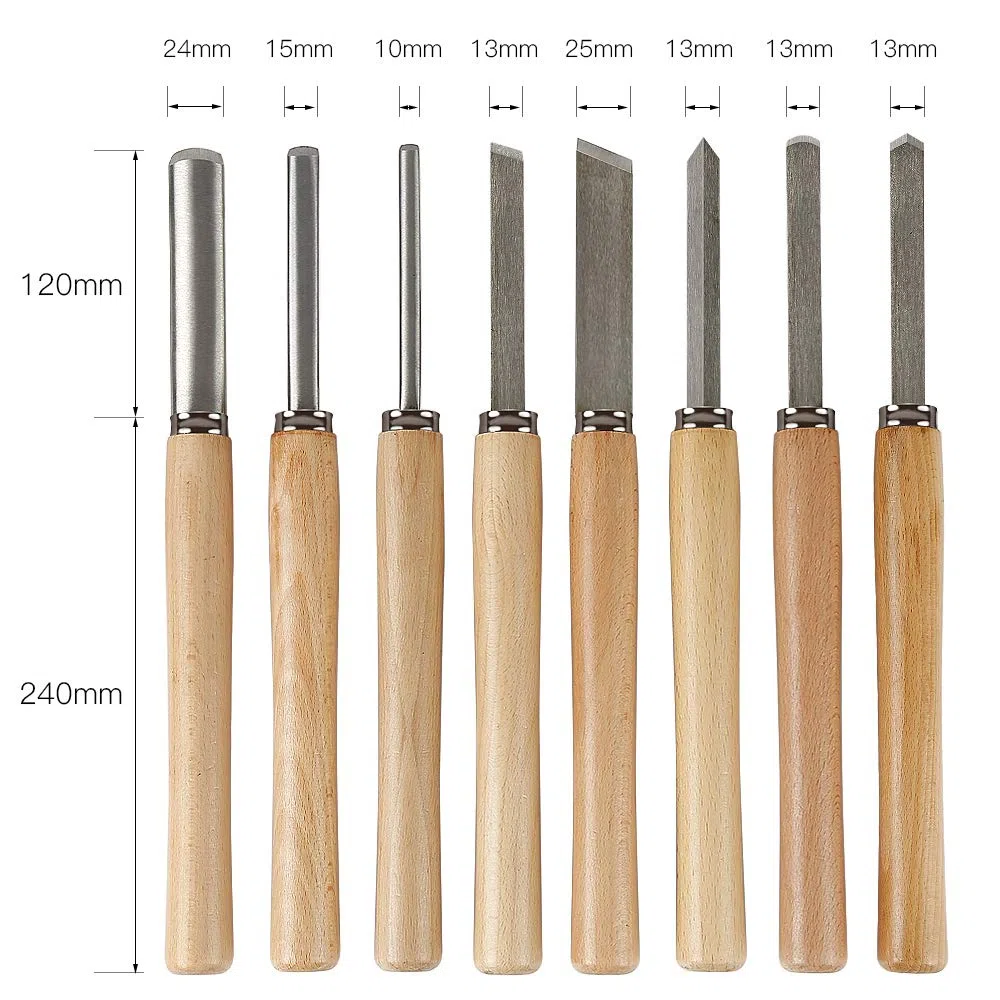 8 pièces ensemble de ciseaux à bois ensemble de ciseaux à bois outils de tournage à bois ensemble de ciseaux de tour pour le tournage de bois dur