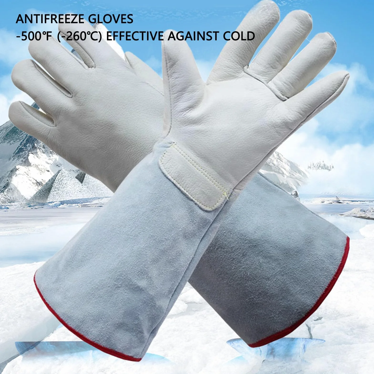 Tnfeeon 1 Paire de Cryogéniques en Cuir épais de 12,2" à Mi-bras, de Protection Antigel, Protection contre le Froid Extrême pour L'azote Liquide, la Glace Sèche, le Stockage au Froid