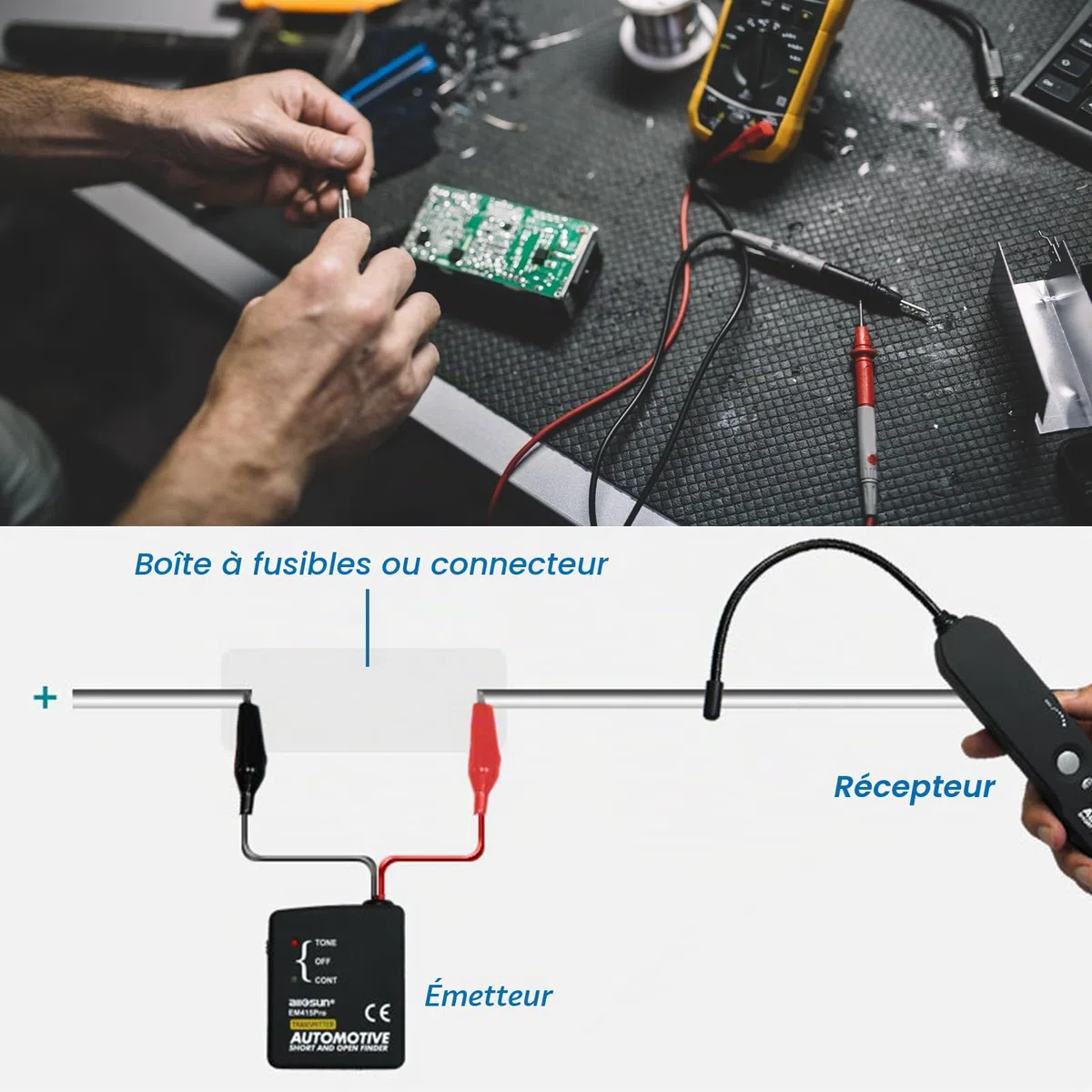Testeur De Circuit, Testeur De Câble, Traceur De Fils, EM415PRO L'appareil De Contrôle De Câble, Detecteur De Cable Electrique, Détecteur Circuit Automobil, Câble Tracker, Traceur De Câble Portable