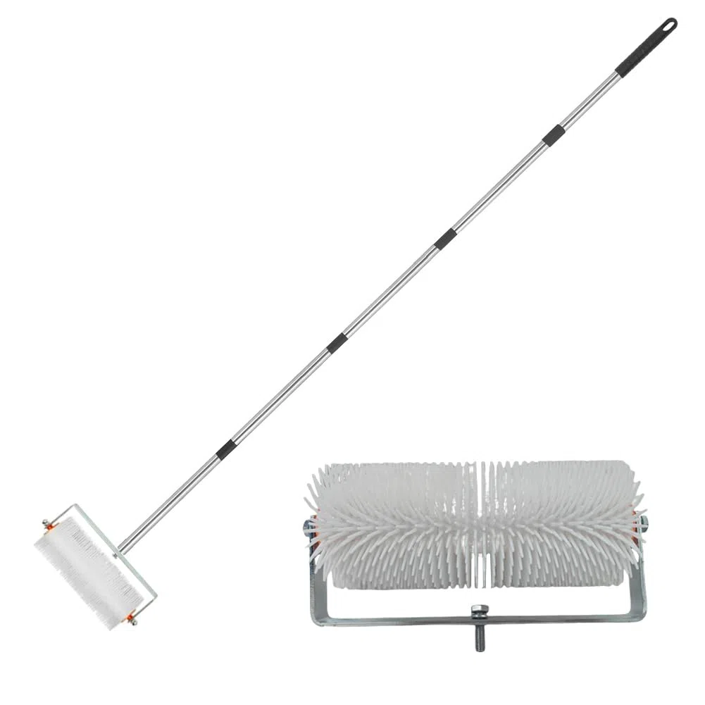 Trottinette à pointes, rouleau de 23 cm avec 5 tiges de liaison en acier inoxydable, rouleau de décompression pour béton autonivelant et pour éliminer les bulles d'époxy, taille ajustable 67,82–144,78