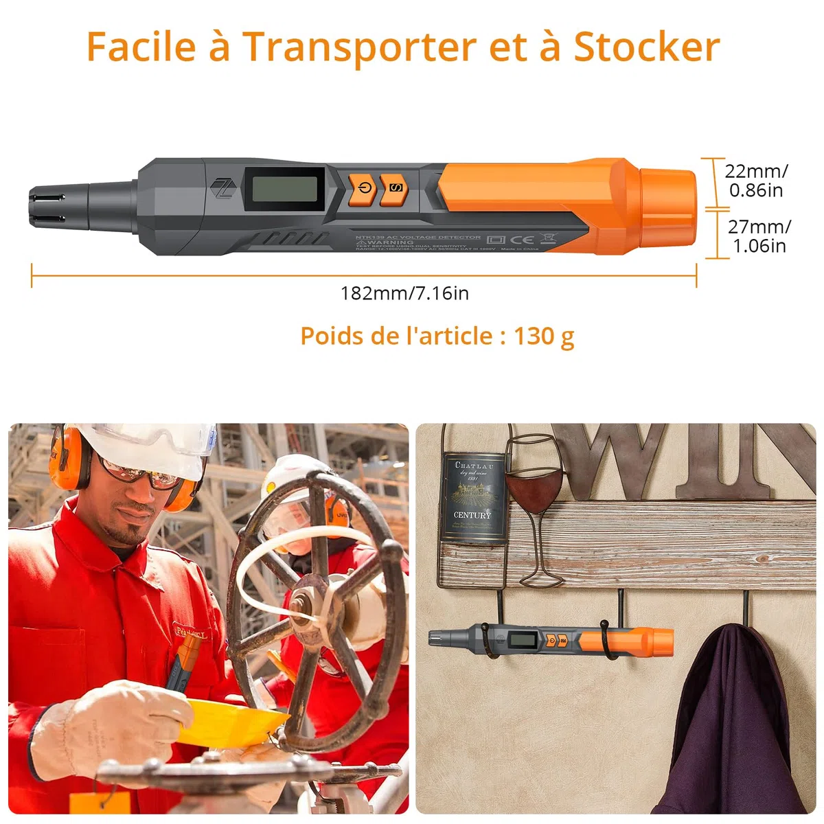 Neoteck Détecteur de Fuites de Gaz Naturel avec Alarme Sonore Visuelle Analyseur de Combustion Portable Localiser Les Fuites de Monoxyde Carbone Méthane CO2 pour Camping Car Maison - Gris