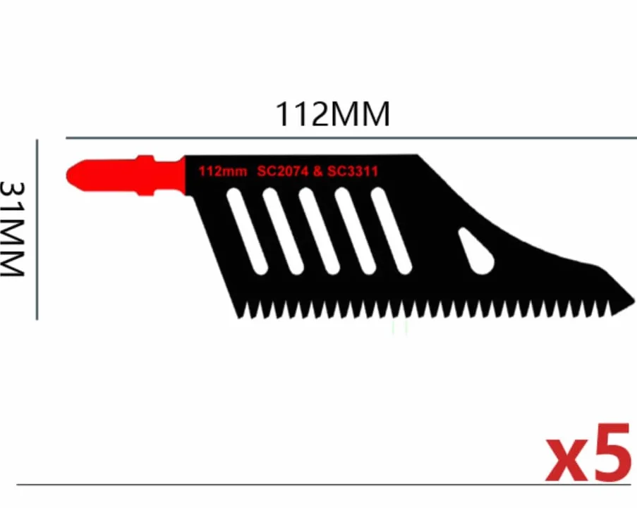 Lot de 5 lames de scie sauteuse Outil de coupe 112 mm 11TPI Lames de scie sauteuse Cutter pour bois plastique Outil de coupe rapide Lames de scie partie