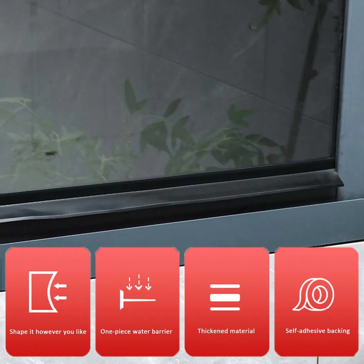 Bande de joint météo en caoutchouc pour gouttière de porte, déflecteur de pluie autocollant extérieur pour fenêtre, bande de protection contre l'eau résistante aux intempéries pour rebord de fenêtre