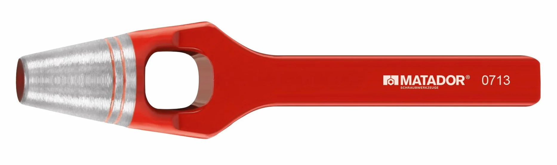 MATADOR Poinçon DIN 7200 A 0713 0220–22 mm en Métal Rouge, Corps forgé, Tranchant renforcé 47–52 hRC, Forme DIN 72, C C 35/45/rouge laqué, 22 millimètres, Manuel