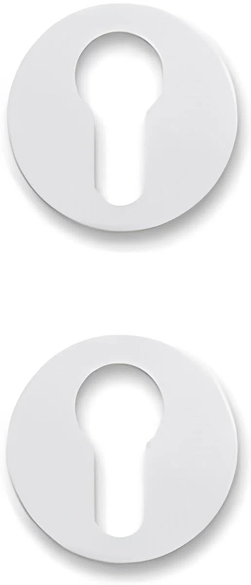 Paire de rosettes avec trou cylindrique compatible avec trou Yale, douilles de serrure de porte - rosettes vendues par paire (ronde, blanche)