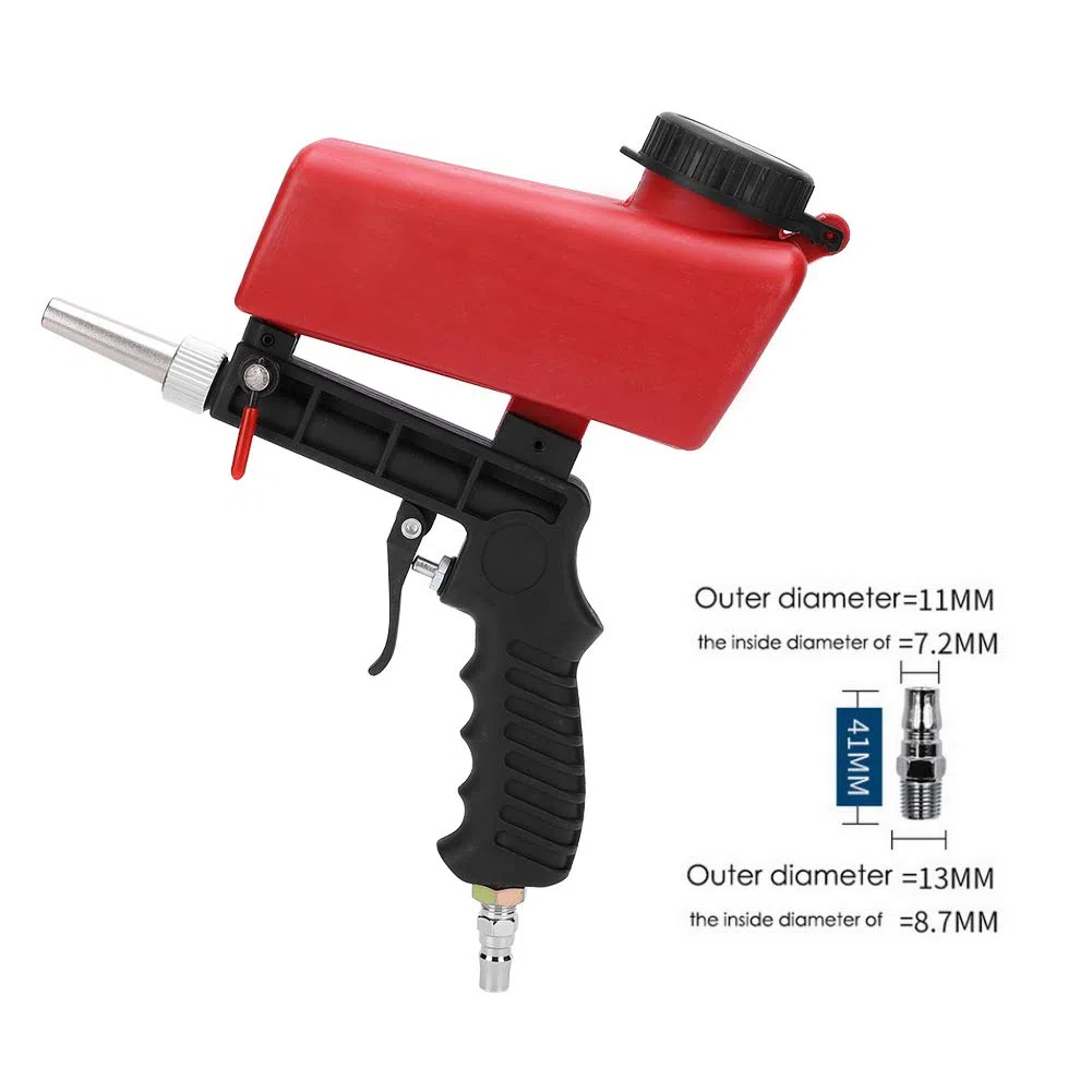 Generic Machine de Sablage Industrielle Portative Réglable, Sableuse Pneumatique Rouge Portable pour la Coupe des Détails Métalliques, L'entretien Automobile, L'équipement Mécanique pour les Projets